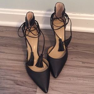 Ann Taylor D’Orsay Wrap Around Tassel Leather Heel